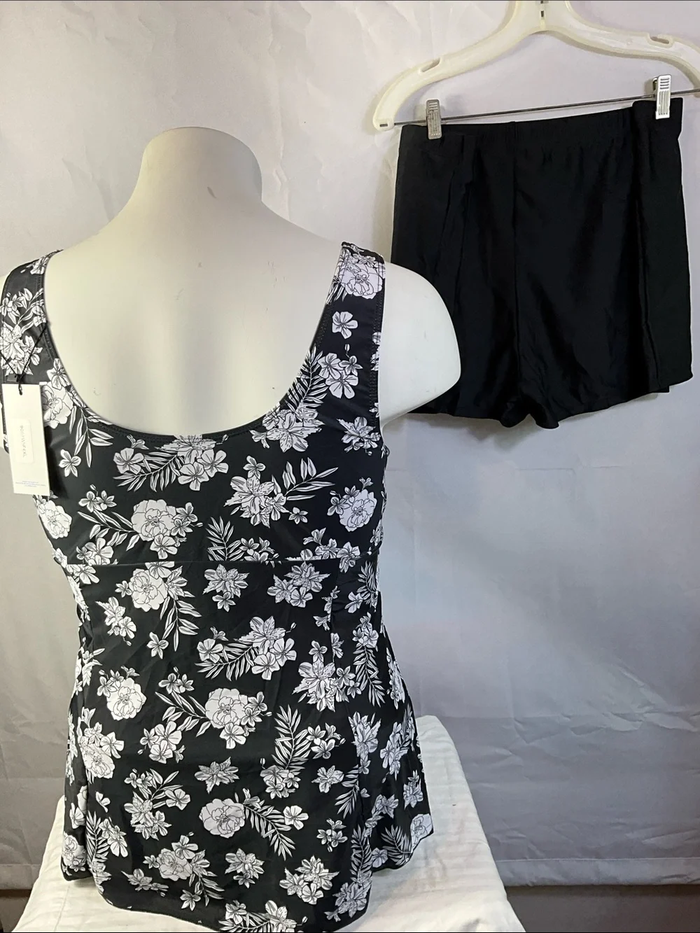 Ecupper Padded Sleeveless Two Piece Floral Tankini Top With Shorts Size 4X